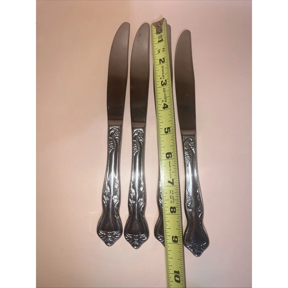 Oneida AZALEA Stainless‎ Floral Glossy Dinner Knives Solid Handle 9.25